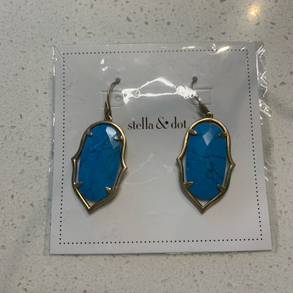 Gold and blue earrings